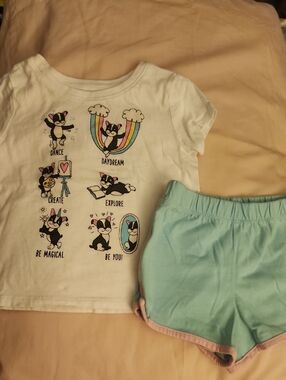 *nd Sz 12-18 Months TCP White Girls Graphic Tee & Blue Shorts- Must Bundle